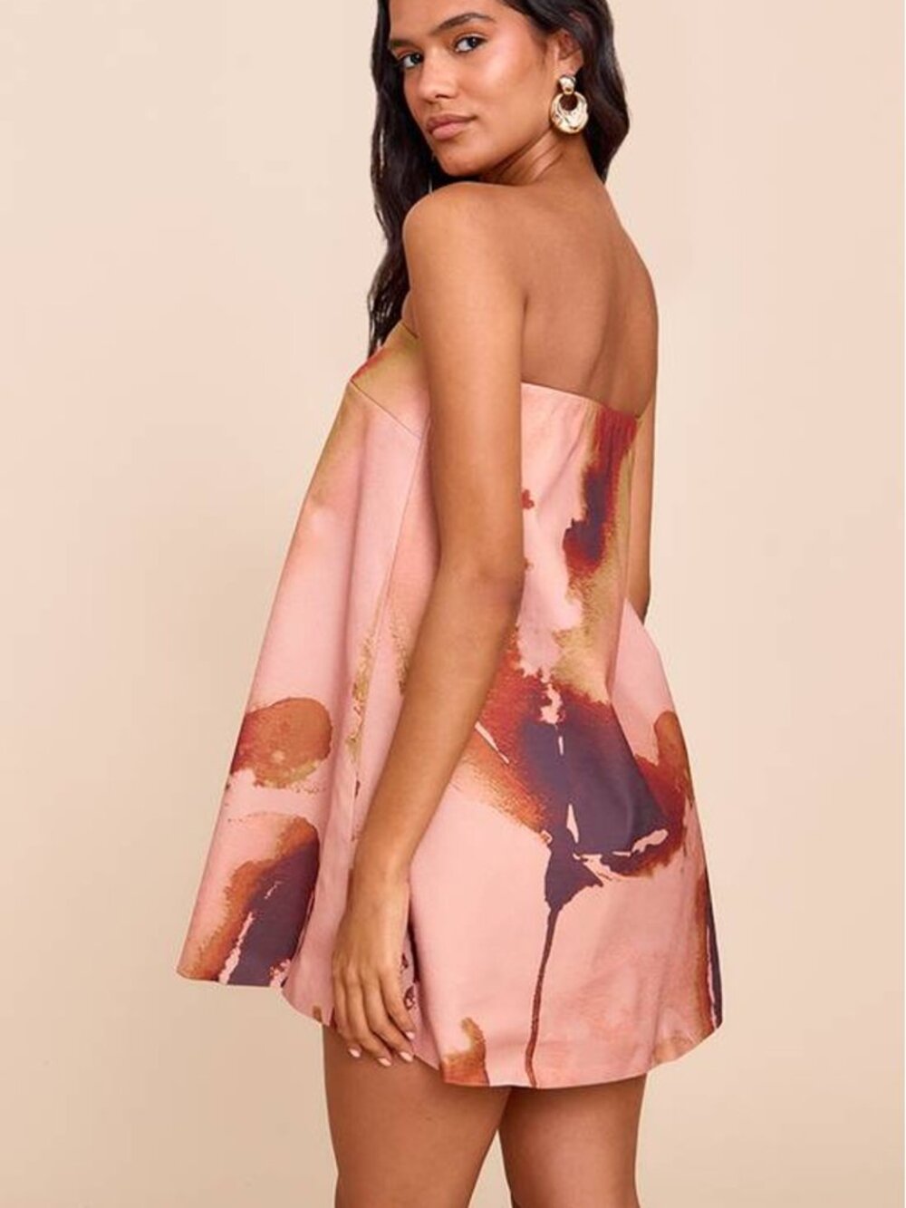 NWT PrettyLittleThing Brown Bandeau A-line Dress - Picture 2 of 3
